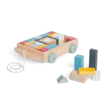 Bigjigs Toys Voziček z lesenimi bloki
