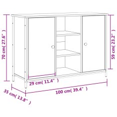 Vidaxl Komoda črna 100x35x70 cm inženirski les