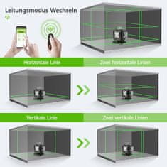 Huepar  SO4CG 4D 4×360 bluetooth upravljanje 16 linijski zeleni laser nivelir