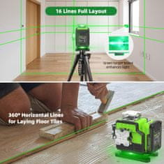 Huepar PO4CG 4D 4×360 bluetooth upravljanje 16 linijski zeleni laser