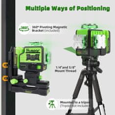 PO3CG 3D 3×360 bluetooth upravljanje 12 linijski zeleni laser nivelir