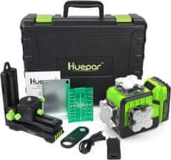 Huepar PO3CG 3D 3×360 bluetooth upravljanje 12 linijski zeleni laser nivelir