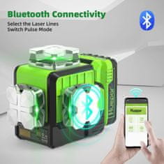 Huepar PO3CG 3D 3×360 bluetooth upravljanje 12 linijski zeleni laser nivelir