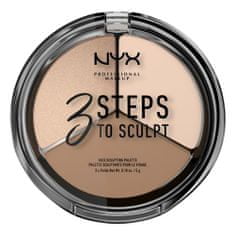 NYX 3 Steps To Sculpt paletka za osvetljevanje in konturing 15 g Odtenek 01 fair