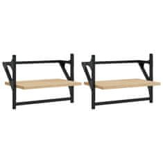 Vidaxl Stenske police s prečkami 2 kosa sonoma hrast 40x25x30 cm