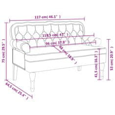 Greatstore Klop z naslonjalom temno siva 119,5x64,5x75 cm žamet