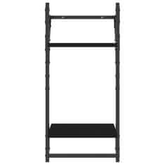 Vidaxl Stenske police s prečkami 2 kosa črne 30x25x65 cm