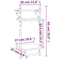 Vidaxl Stenske police s prečkami 2 kosa črne 30x25x65 cm