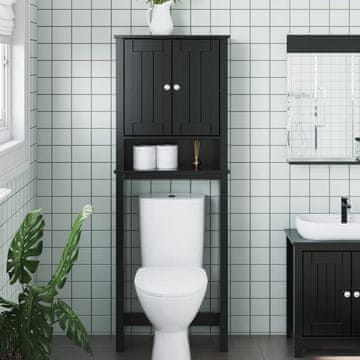 Vidaxl vidaXL BERG WC omarica črna 60x27x164,5 cm lesena