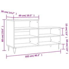 Vidaxl Omarica za čevlje siva sonoma 102x36x60 cm inženirski les