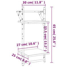 Vidaxl Stenske police s prečkami 2 kosa siva sonoma 30x25x65cm