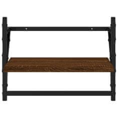 Vidaxl Stenske police s prečkami 2 kosa rjavi hrast 40x25x30 cm