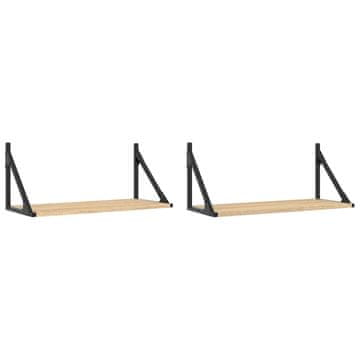 Vidaxl Stenska polica 2 kosa sonoma hrast 60x25x25,5 cm inženirski les