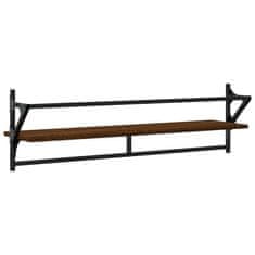 Vidaxl Stenske police s prečkami 2 kosa rjavi hrast 100x25x30 cm