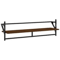 Vidaxl Stenske police s prečkami 2 kosa rjavi hrast 100x25x30 cm