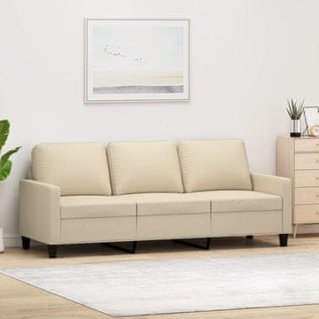 Vidaxl vidaXL kavč s tremi sedeži, kremne barve, 180 cm, oblazinjen s tkanino