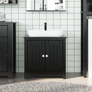 Vidaxl vidaXL BERG omarica za umivalnik črna 60x34x59 cm borovina