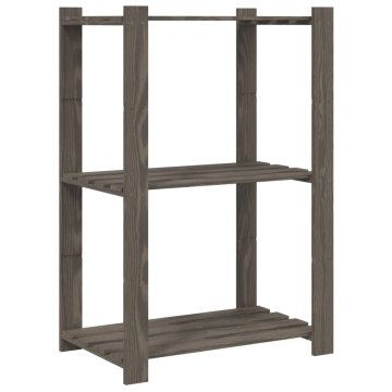 Vidaxl Stojalo s policami 3-nadstropno sivo 60x38x90 cm trdna borovina