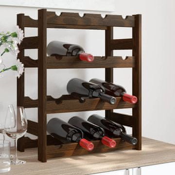 Vidaxl vidaXL Stojalo za vino za 16 steklenic rjave barve iz masivnega borovega lesa