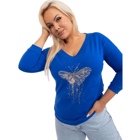 RELEVANCE Ženska bluza 3/4 rokav plus size CHASEN kobaltno modra RV-BZ-9015.41X_404476