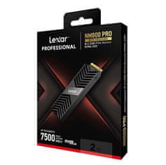 Lexar SSD NM800PRO PCle Gen4 M.2 NVMe - 2TB (branje/pisanje: 7500/6300MB/s) - Hladilnik, črna