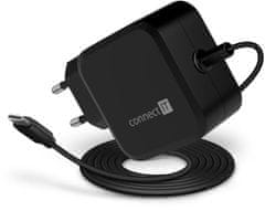 Connect IT C-Power Mini univerzalni adapter za prenosne računalnike USB-C, PD 67 W, ČERNA