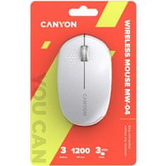 Canyon Optična brezžična miška MW-4, 1200 dpi, 3 dpi, Bluetooth, baterija AA, bela