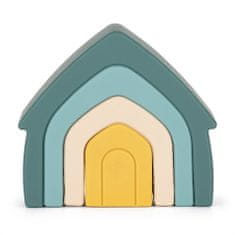 Petite&Mars Zložljiva silikonska igrača Hiša Misty Green 12m+