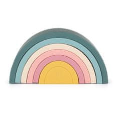 Petite&Mars Zložljiva silikonska igrača Rainbow Misty Green 12m+