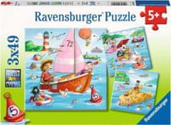 Ravensburger Puzzle - Živali in vodna plovila 3x49 kosov