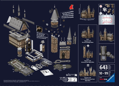 Ravensburger Svetleča 3D sestavljanka Night Edition Harry Potter: Grad Bradavičarka - Velika dvorana 643 kosov