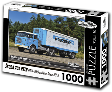RETRO-AUTA Puzzle TRUCK št. 10 Škoda 706 RTTN s prikolico Orlican N12CH (1960-1980) 1000 kosov