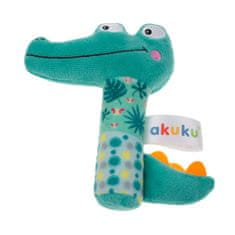 AKUKU Baby žvižgajoča plišasta igrača z ropotuljico Krokodil