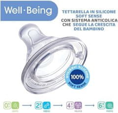 Chicco Otroška steklenička Well-being silikon 330 ml deček