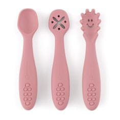 Petite&Mars PETITE&amp;MARS Komplet 3 silikonskih žlic za trening Take&amp;Match Dusty Rose 6m+