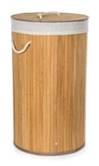 G21 55 l bambusova okrogla košara za perilo z belo košaro