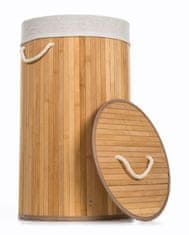 G21 55 l bambusova okrogla košara za perilo z belo košaro