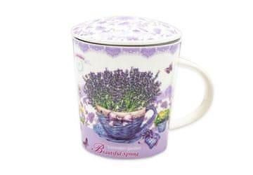 Bella Fiore Porcelanski vrč s sitom in pokrovom 320ml LEVANDULE