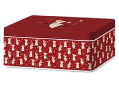 Kovinska škatla 3 kosi 210x210x83/180x180x75/150x150x70mm kvadratna HOLIDAY SPIRIT, rdeča, smetana