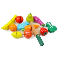 Northix Lesene igrače - sadje in zelenjava - 14 delov 