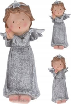 shumee Božična okrasna figurica angela srebrna 17 x 7,5 cm 1 kos.