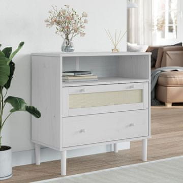 Vidaxl vidaXL SENJA Omarica z učinkom ratana bela 80x40x80 cm bor