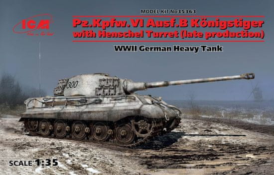 ICM maketa-miniatura Pz.Kpfw.VI Ausf.B Königstiger s kupolo Henschel • maketa-miniatura 1:35 tanki in oklepniki • Level 4