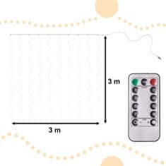 Ikonka Aga LED Svetlobna zavesa 3x3m 300 LED Topla bela