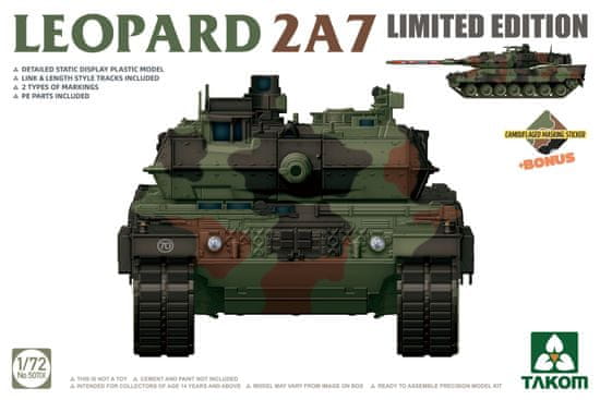 Takom maketa-miniatura Leopard 2A7 • maketa-miniatura 1:72 tanki in oklepniki • Level 4