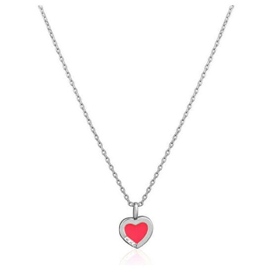 JVD Romantična srebrna ogrlica Srce SVLN0628SH2RO38 (verižica, obesek)
