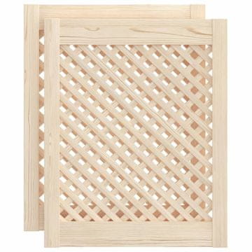 Vidaxl Vrata za omarico z mrežico 2 kosa 49,5x61,5 cm trdna borovina