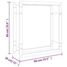 Vidaxl Stojalo za drva 80x28x86 cm nerjaveče jeklo