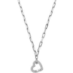 Michael Kors Romantična srebrna ogrlica iz cirkonijevega srca v obliki Pave MKC1647CZ040