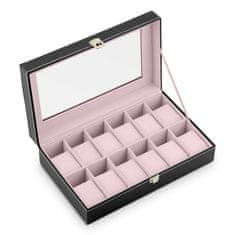 Massido Škatla za ure MS-710 črna in losos za 12 ur